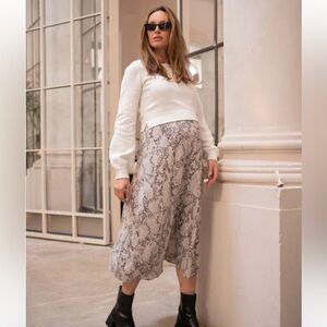 Seraphine Cream and Gray Midi Dress